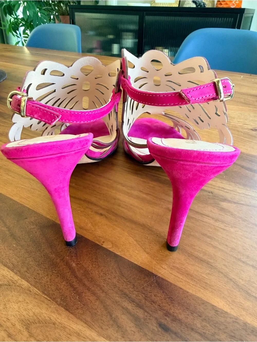 Women's Klub Nico Fuchsia Cutout Suede heels - size 38/US 9